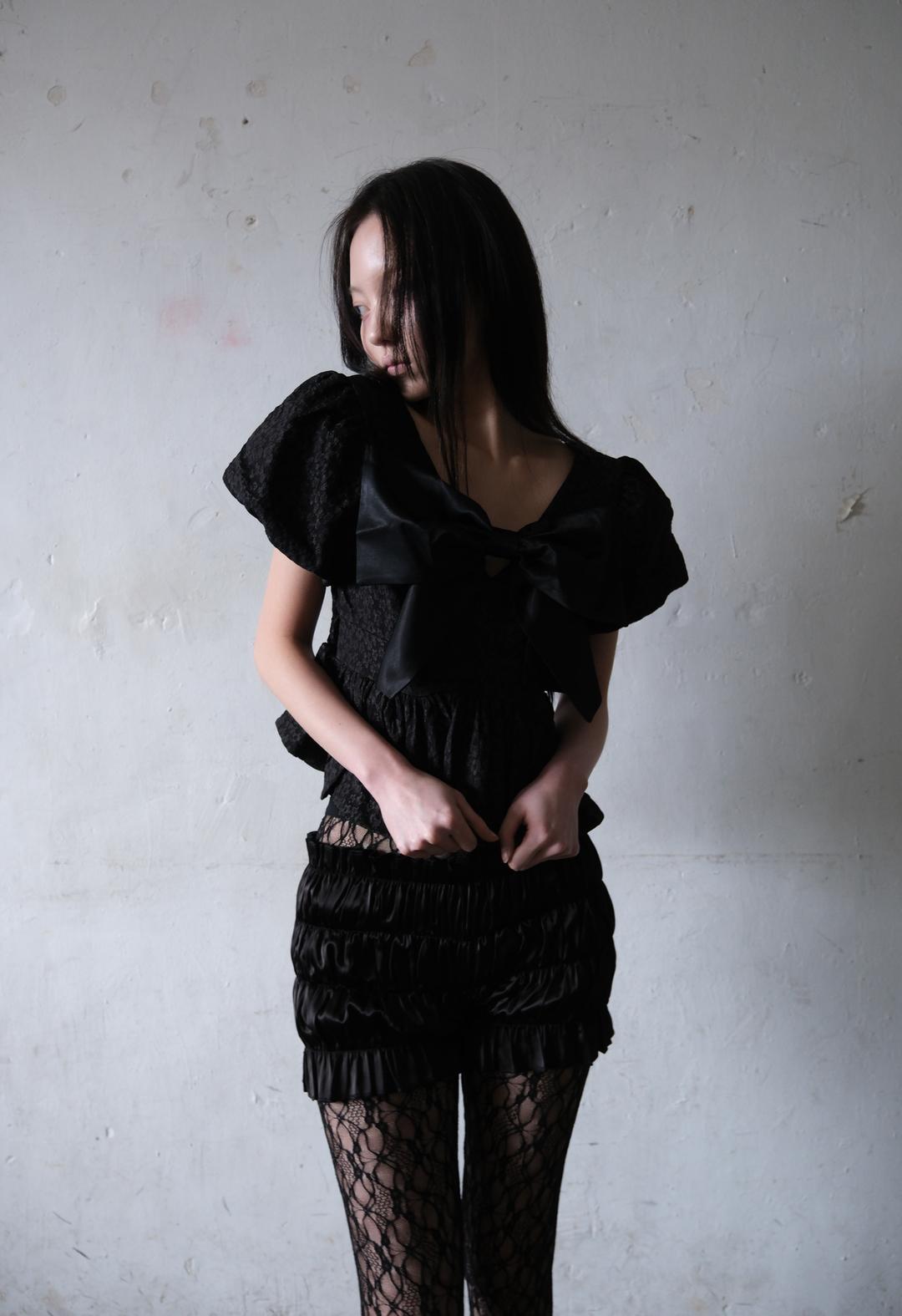 Jacquard Big Ribbon Blouse, 2color