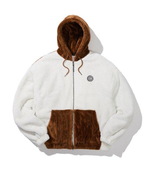 헤비 보아 플리스 후드 자켓_브라운