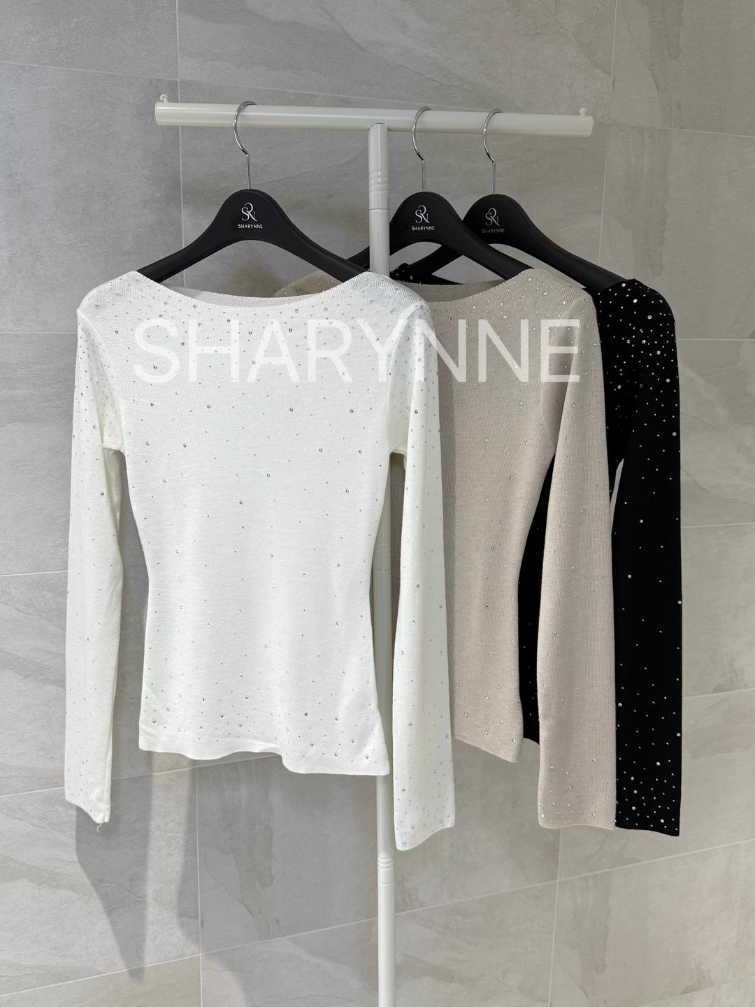 샤린느 44 보트넥 비즈 니트 (라인/보트넥/슬림핏)