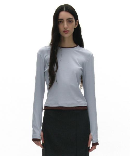 PW 더블 레이어드 롱 슬리브 티_스카이