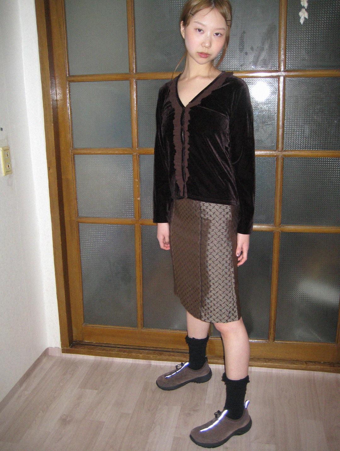 #brown velvet cardigan