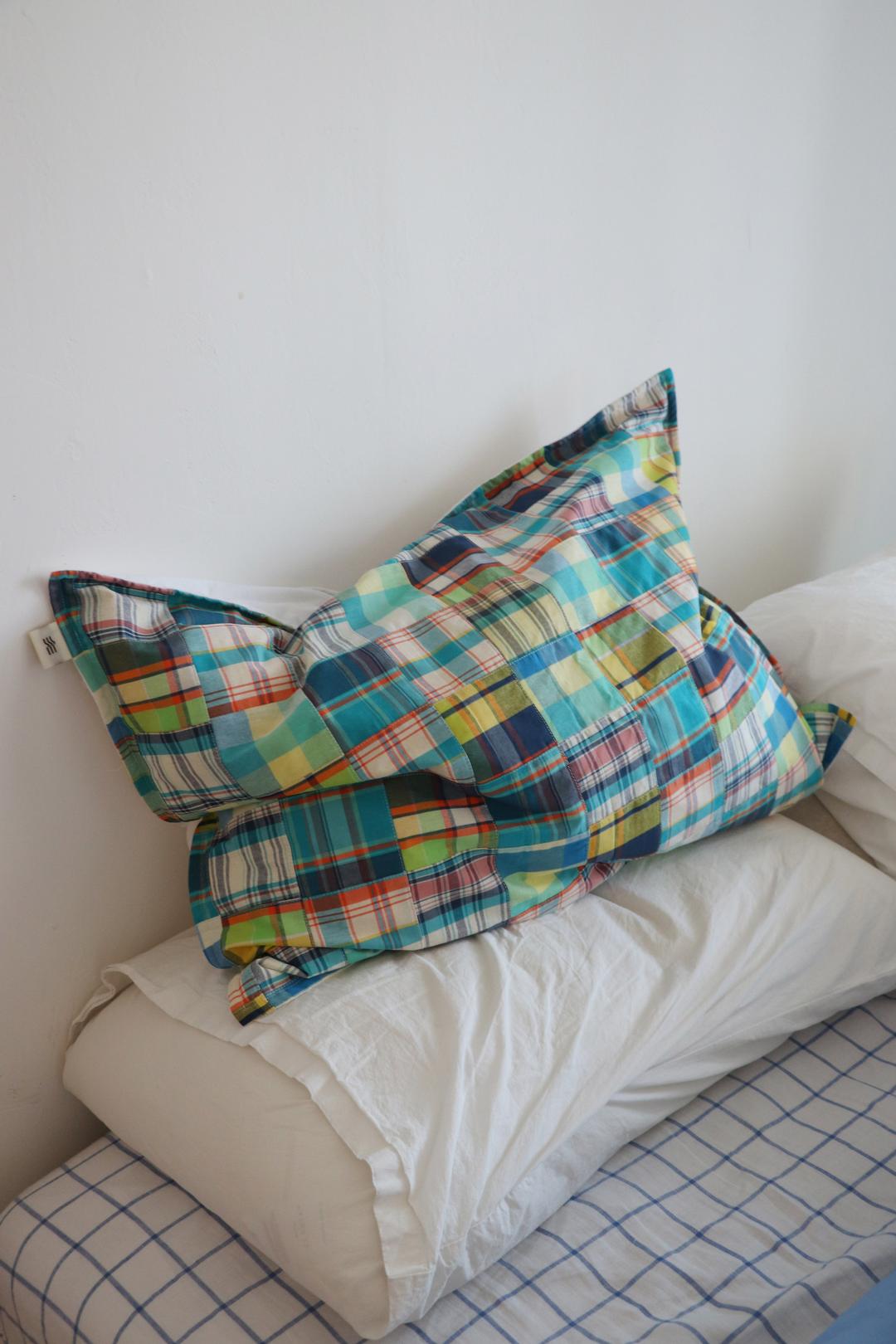 Patch pillow cover_Blue