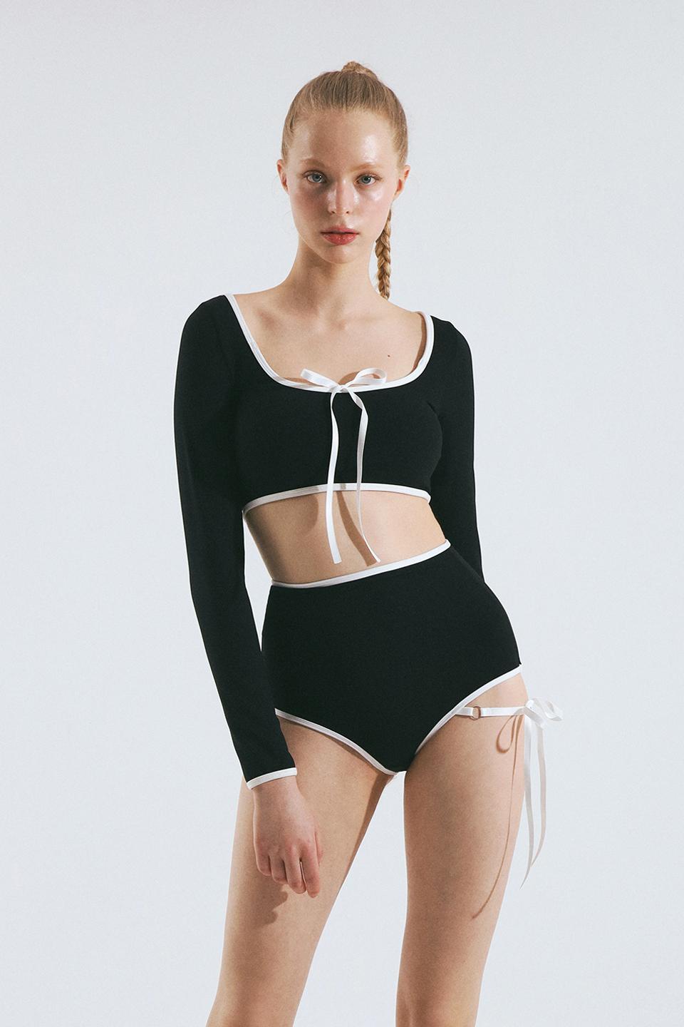 리본 라인 클래식 비키니 브라탑 (Black)
