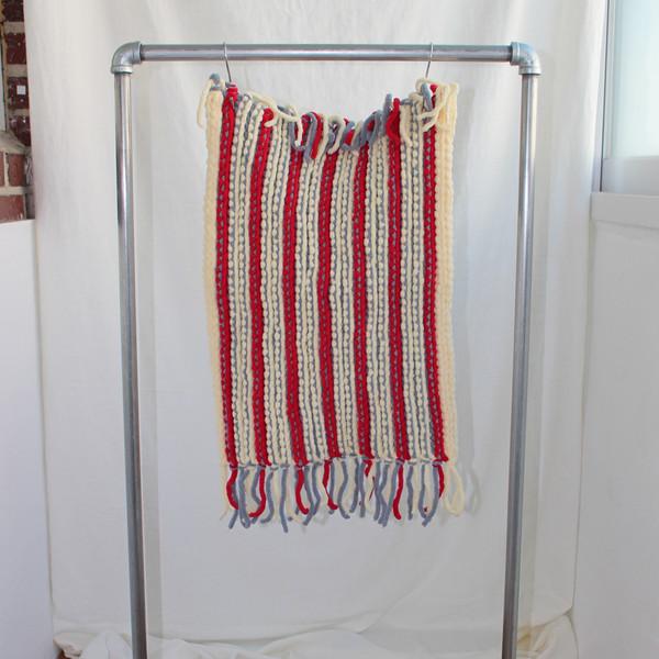 washable stripe rug midium (red)
