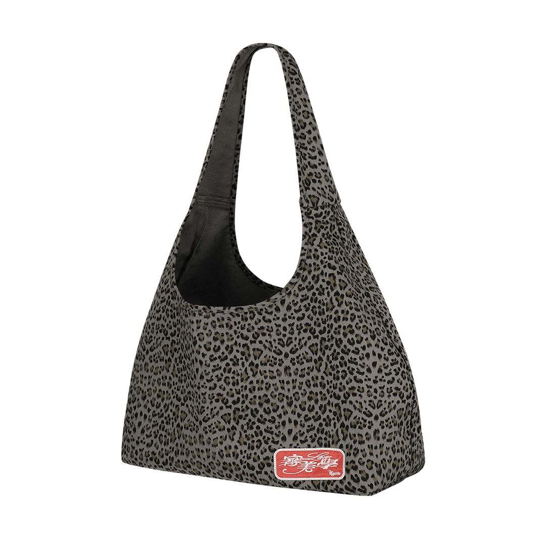 Kashiko Leopard Print Shoulder Bag Blue Gray