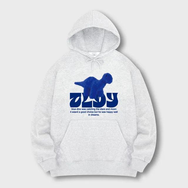 [국내생산/자체제작] 오엘디디노 프린팅 후디 후드 티셔츠 남녀공용 긴팔티 커플룩 루즈핏 빅사이즈(M~4XL)