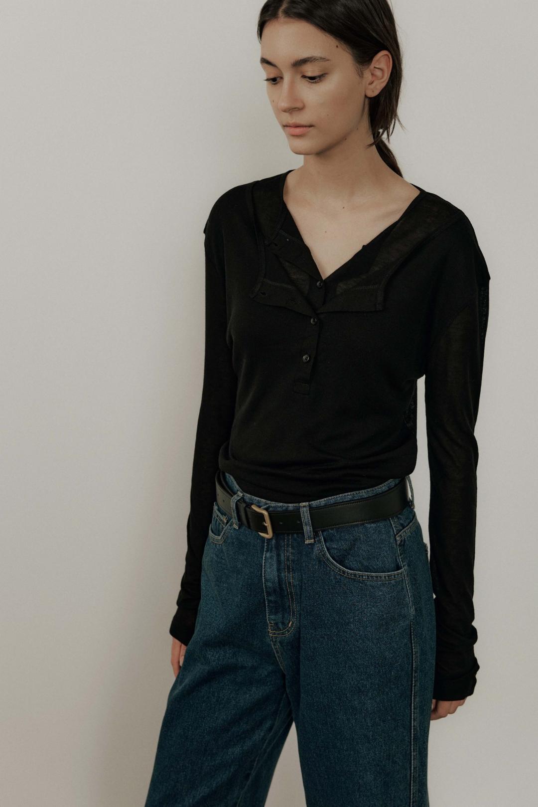 [3rd] Layered Long Sleeve T_Black