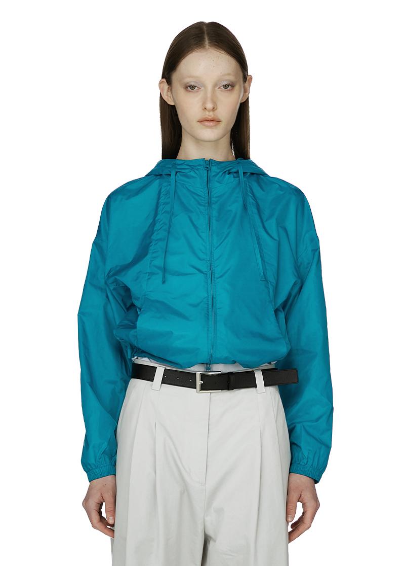 GLOSSY HOODIE ANORAK (BLUE GREEN)