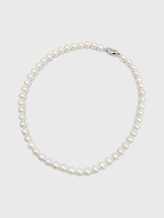 [SILVER] 천연 담수 진주 목걸이 - 8MM JS-22-007N