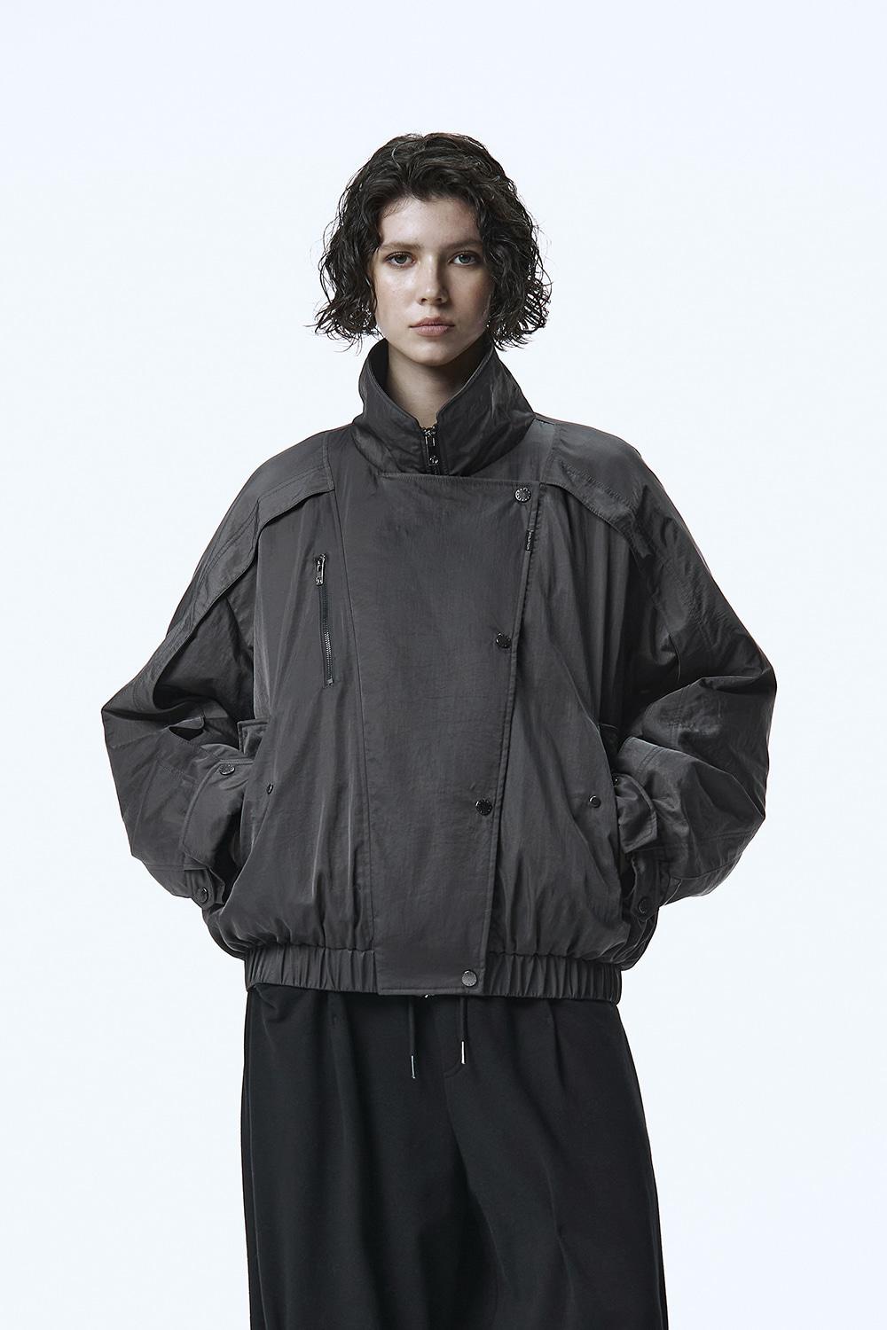 Padded Nylon Blouson [ Charcoal ]