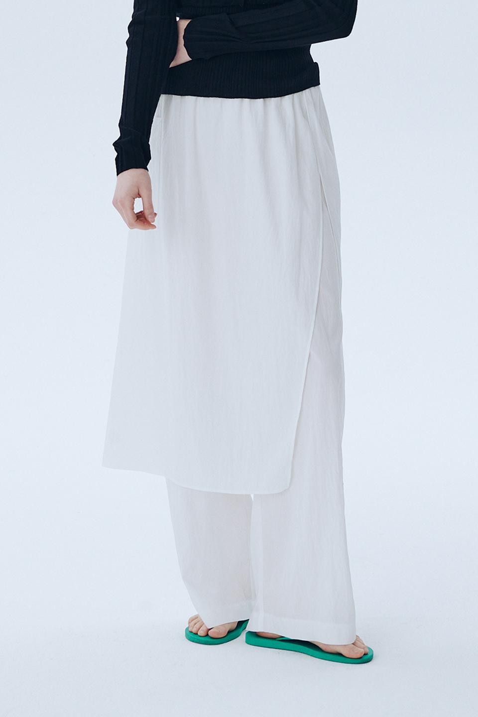 Layered Skirt Pants_WHITE
