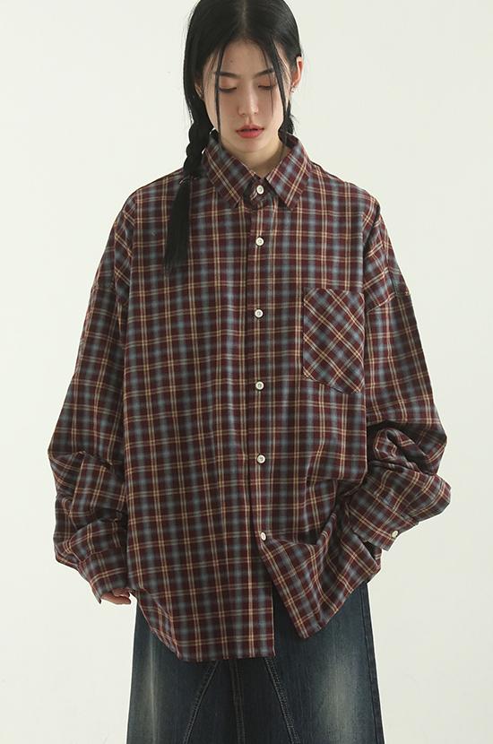 oversize multi check cotton shirt (unisex)