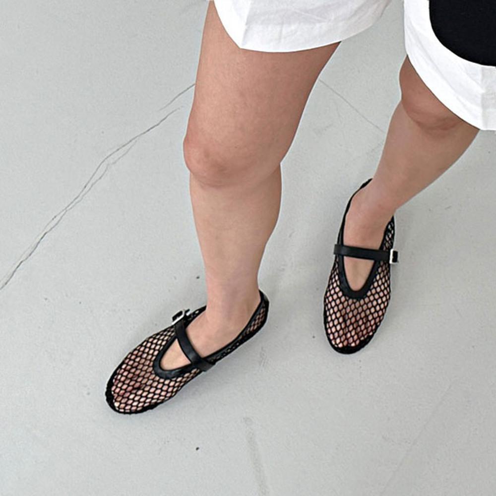 메리제인 시스루 망사 플랫슈즈 1cm 매쉬 메쉬 여름플랫 단화 255 260