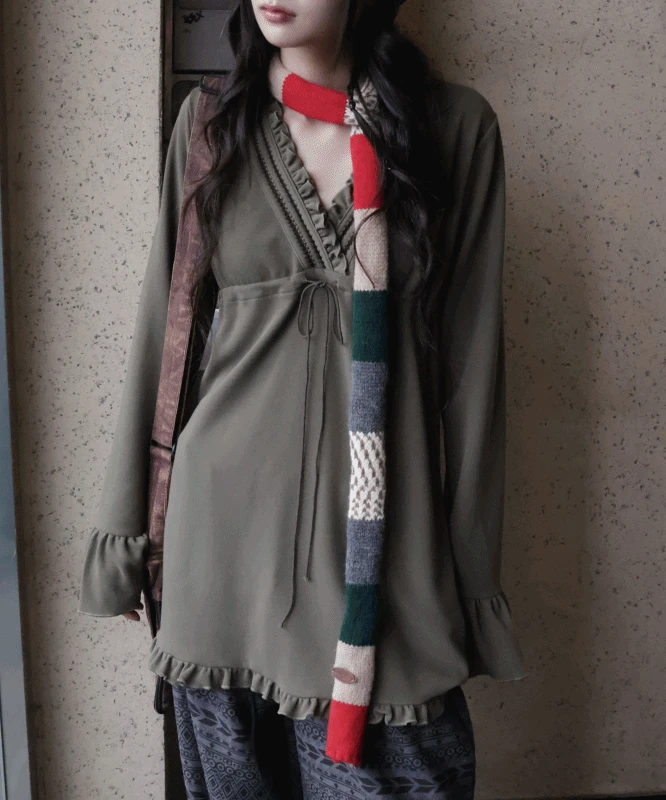 캐주얼 단가라 배색 롱 머플러 2color