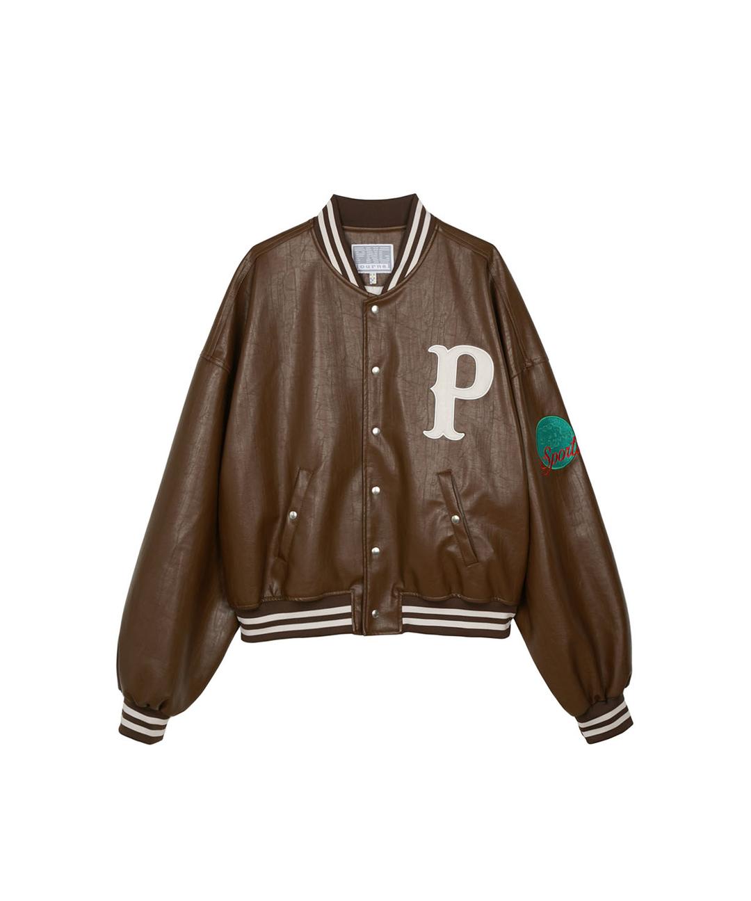 P LOGO LEATHER BOMBER