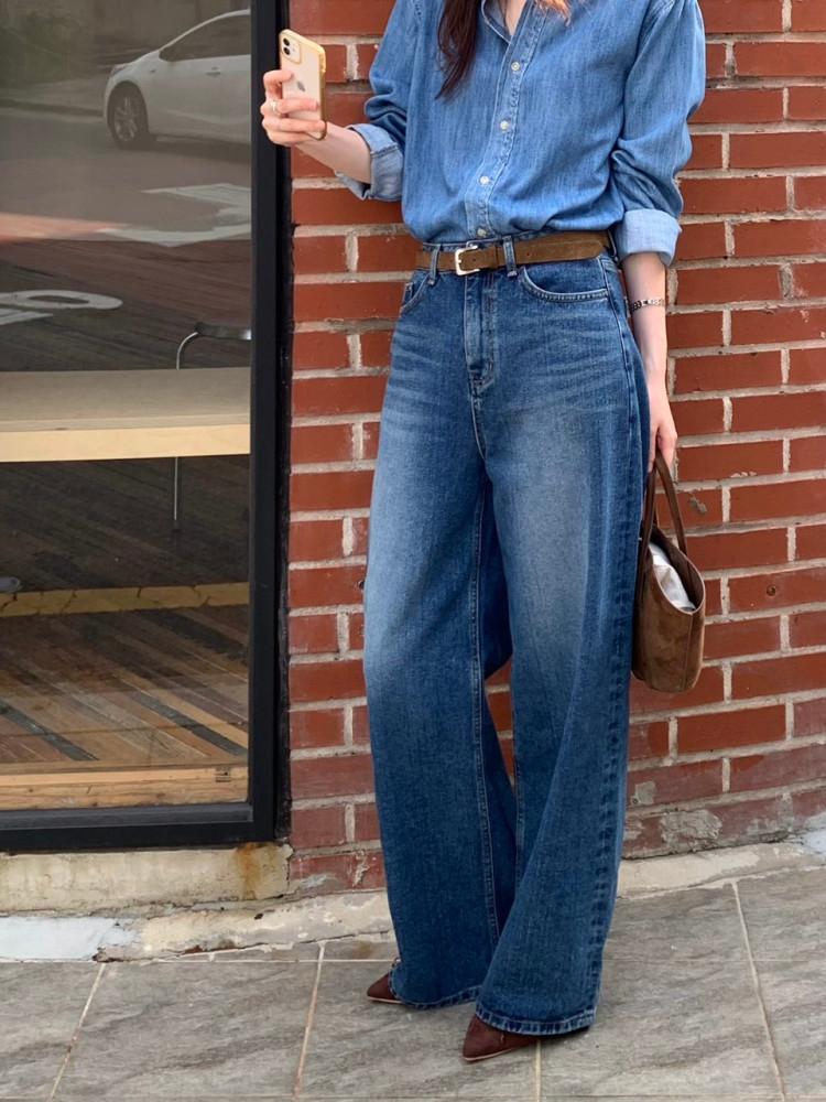 [르벤] 베로 맥시 와이드 데님 팬츠(진청)