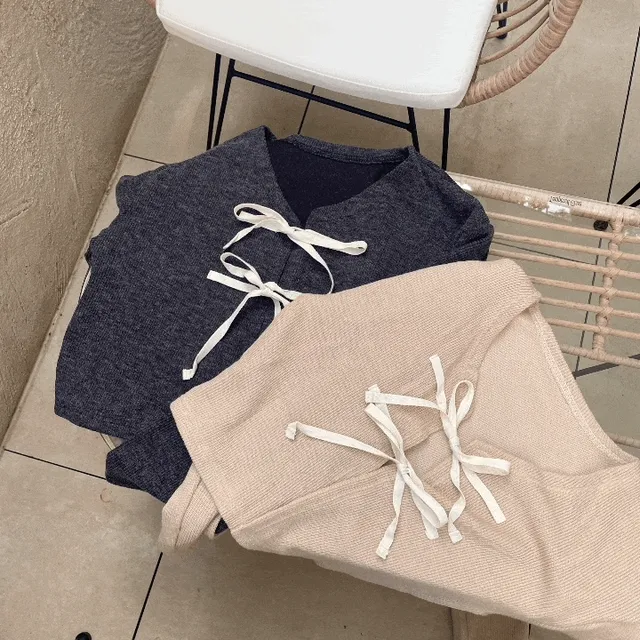 더블리본 볼레로 레이어드 가디건 자켓