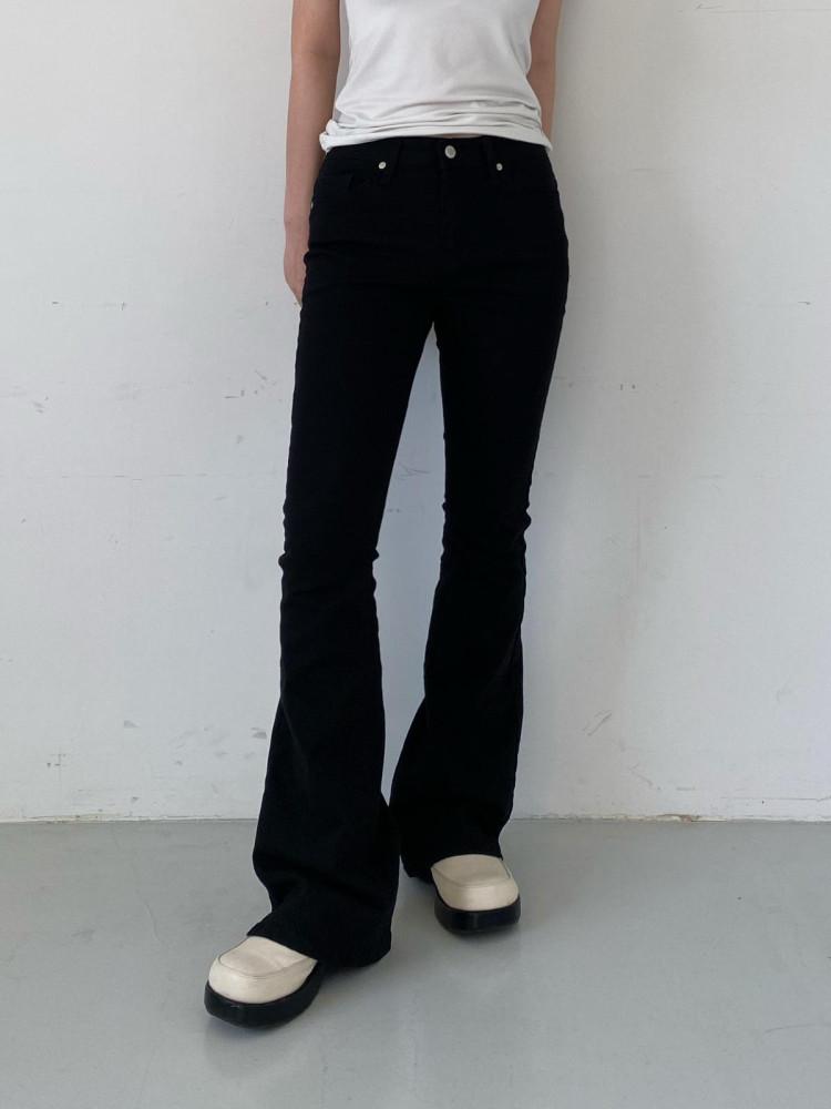 basic span boots-cut cotton pants (2color)