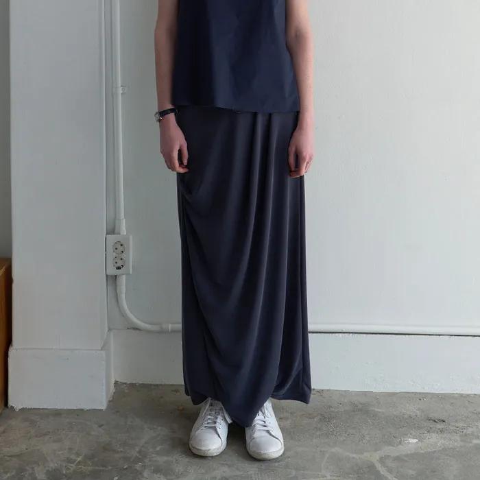 DRAPED MAXI SKIRT (navy)