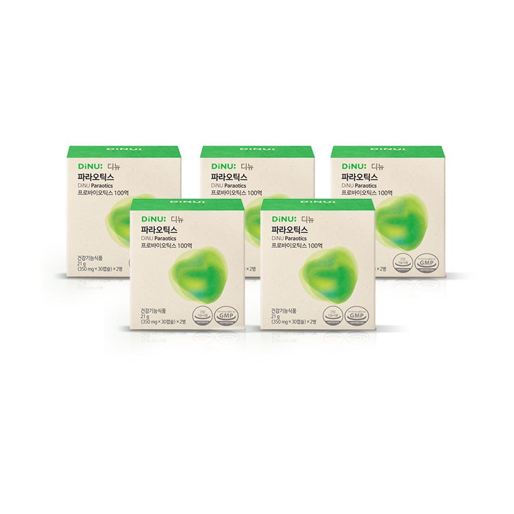 디뉴 파라오틱스 100억 유산균 파라 프로바이오틱스 (450mg x 60캡슐) 5박스 [원산지:국산(경기도 화성시)]