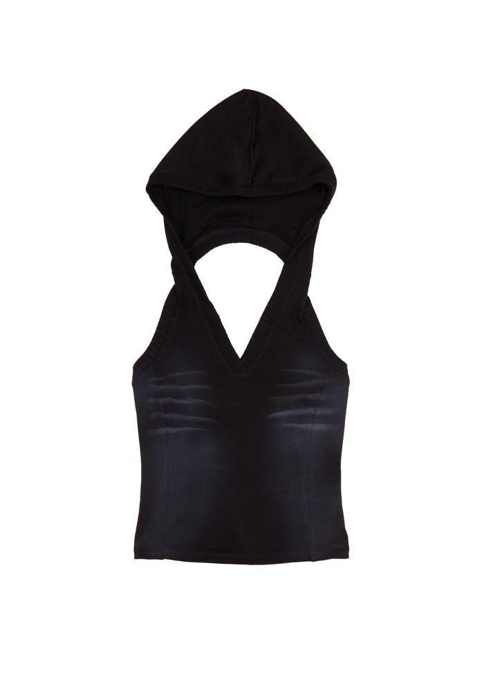 Hood sleeveless top (Black)