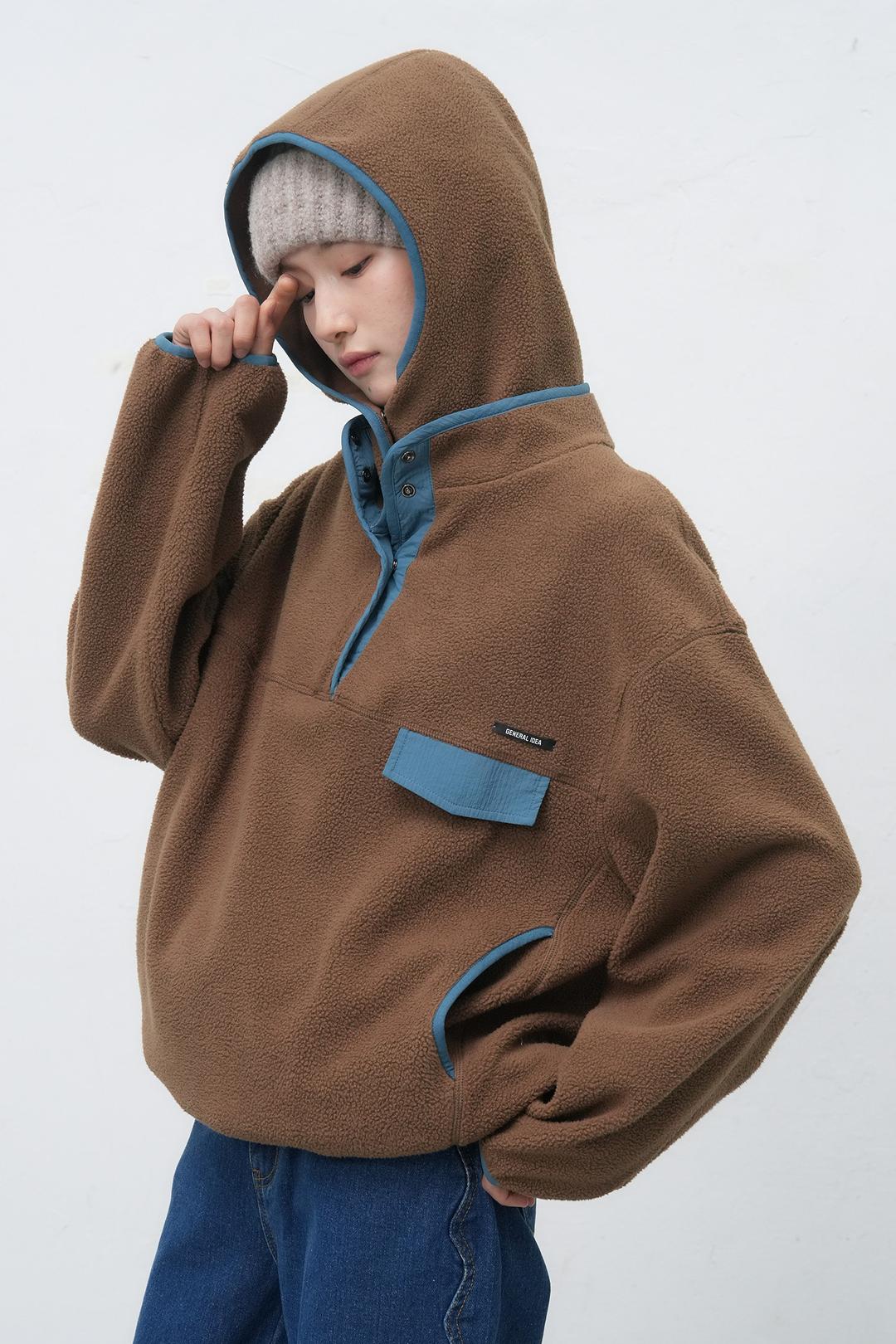 UNISEX 소프트 하이넥 플리스 아노락 [BROWN]