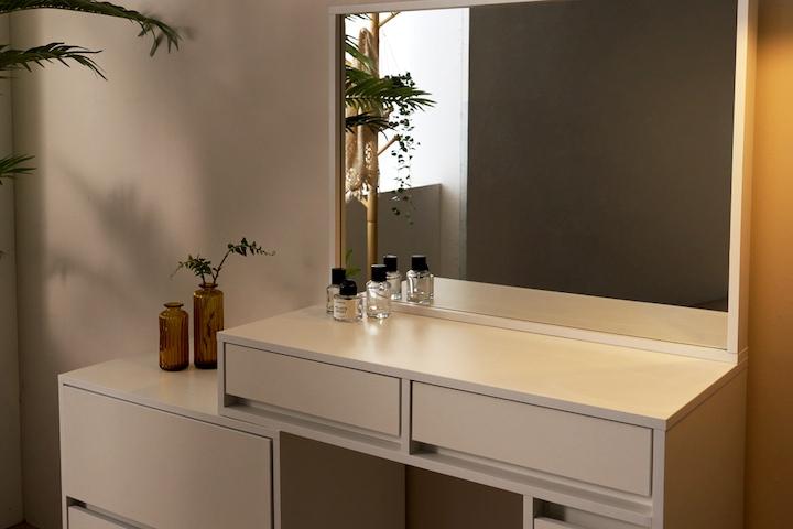 레시 800 콘솔 서랍형 폭조절 확장형 화장대 세트 거울 포함 EAN009