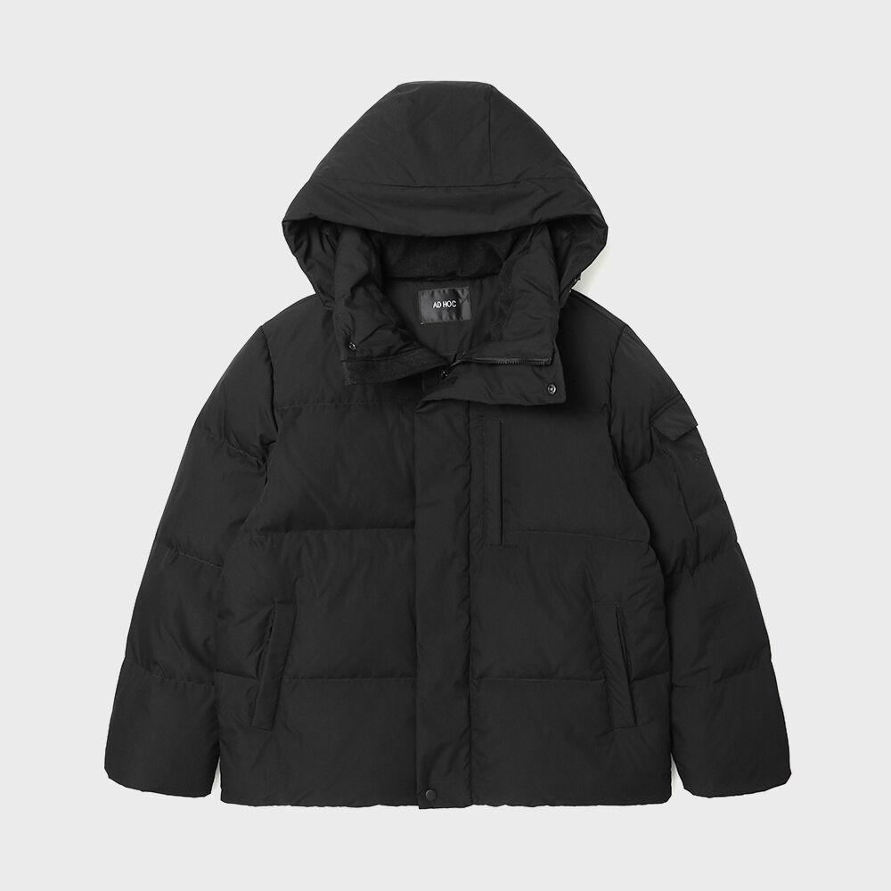 숏 베이직 후드 다운 패딩 점퍼 (블랙)