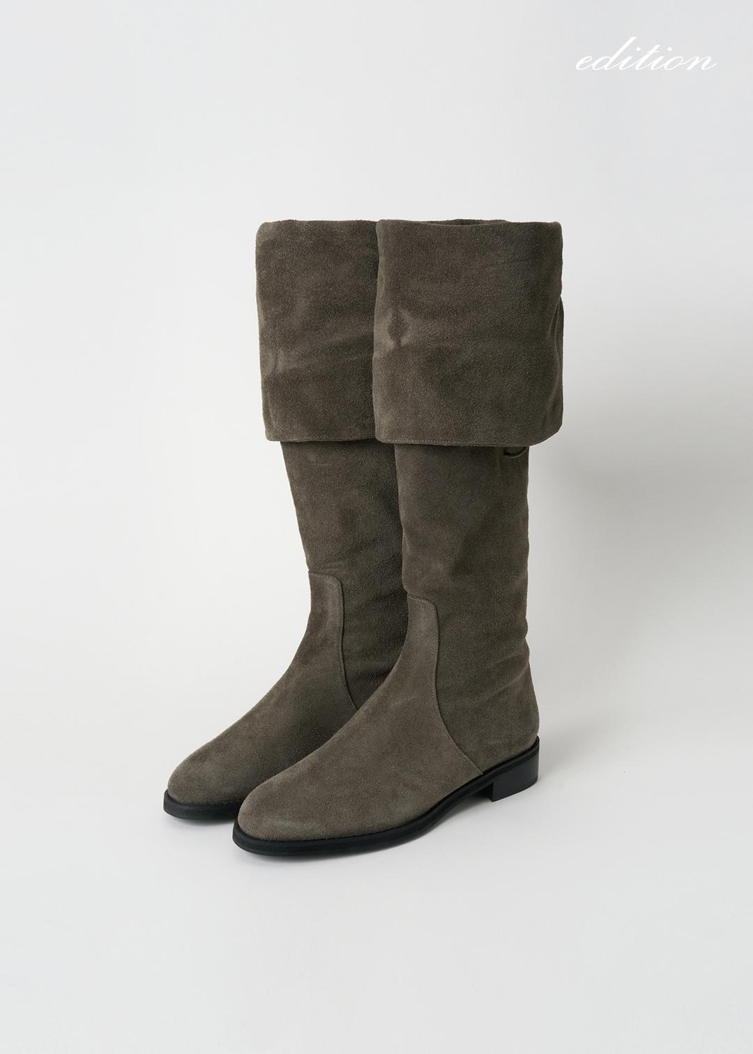 Suede long boots (gray)