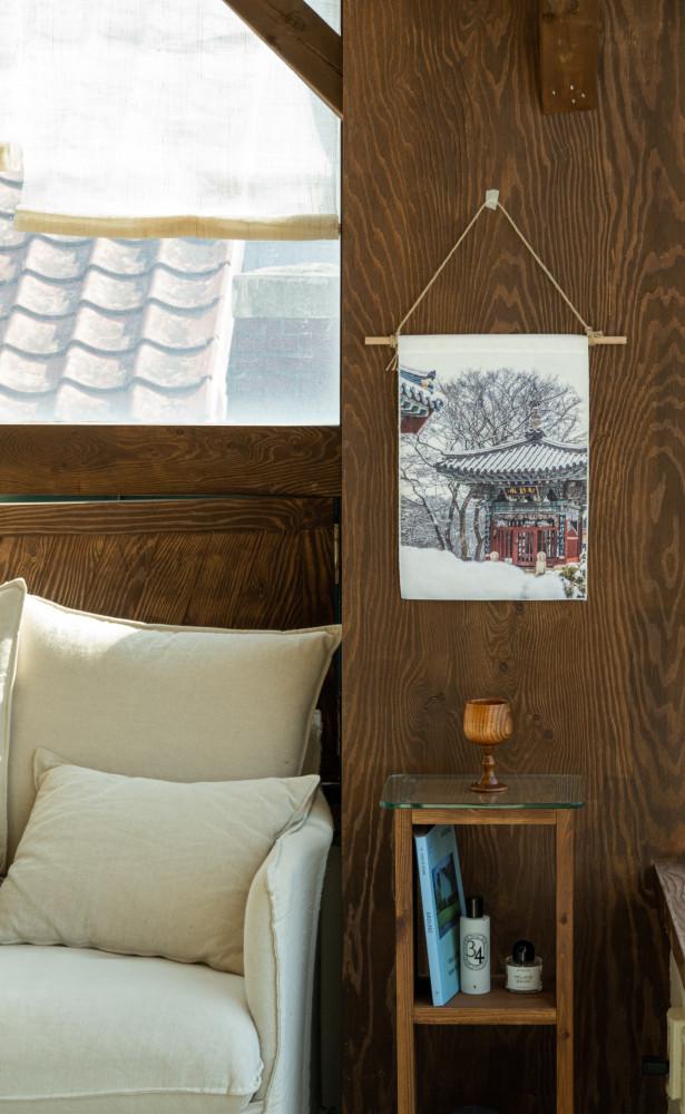 함박눈 가득한 절 행잉 캔버스 패브릭 포스터 풍수인테리어 겨울 소품