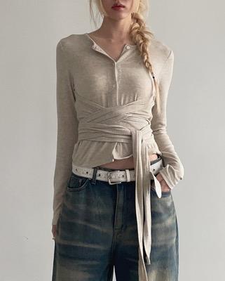 soft wrapping strap cardigan (3color)