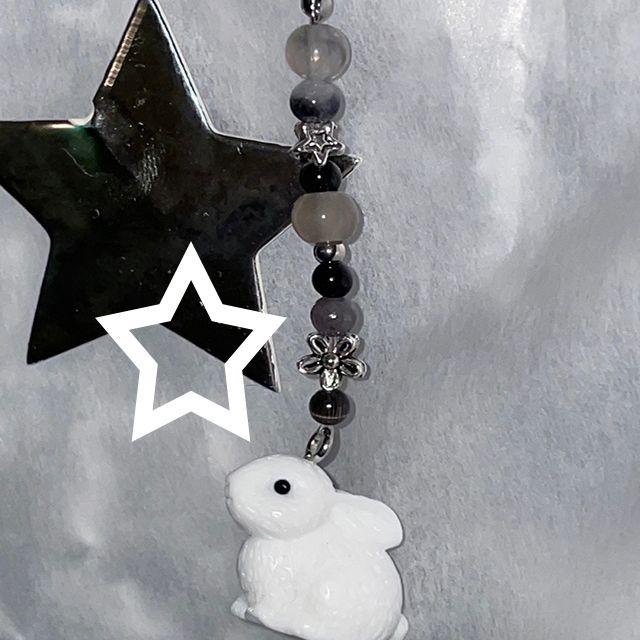 ✮자체 제작✮ Hipster black rabbit keyring 무채색 핸드폰고리 키링 에어팟 콜북 가방고리 바인더 증사 다꾸 핸드폰스트랩 다이어리  오리엔탈 동양풍 y2k