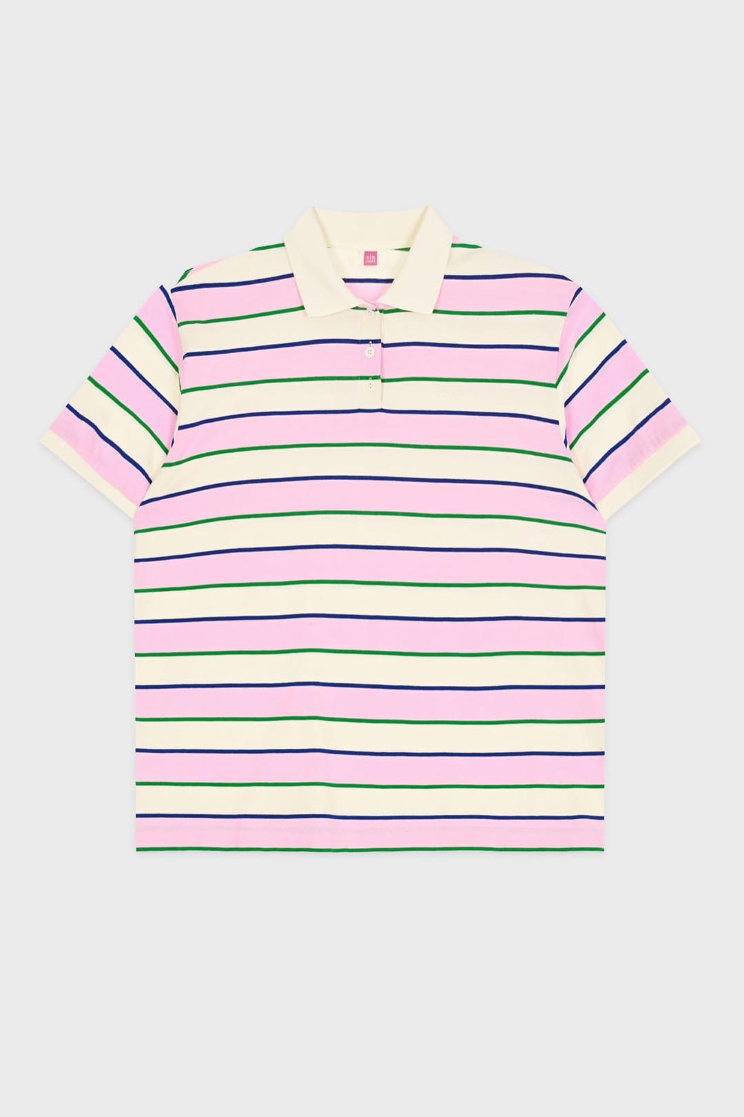 Bold Stripe Half Sleeve PK Shirt (Pink)