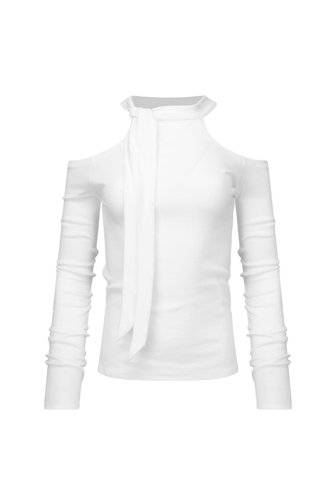 TURTLE NECK TIE LONG SLEEVE IVORY