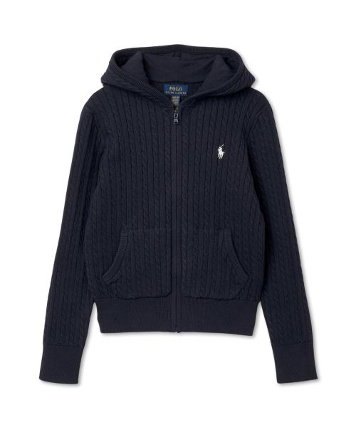 여아 7-16세 미니 케이블 코튼 풀 지퍼 후디-헌터 네이비