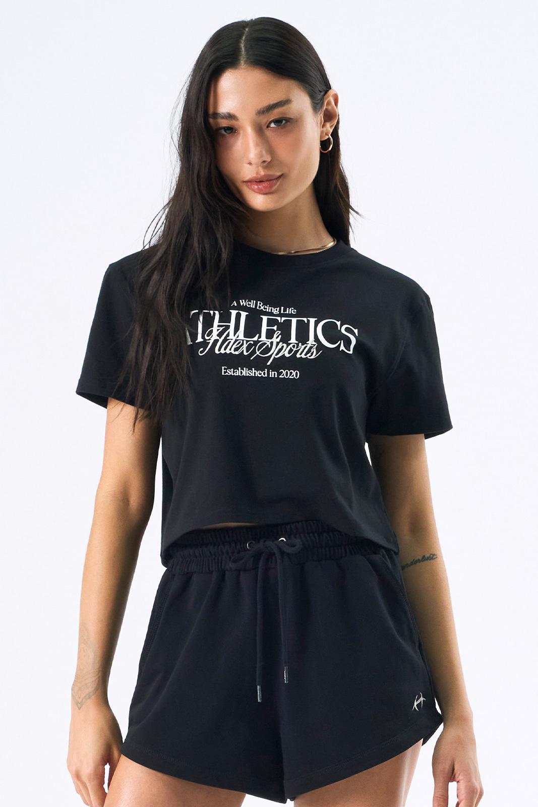 우먼스 웰 라이프 크롭 숏 슬리브 (Black)