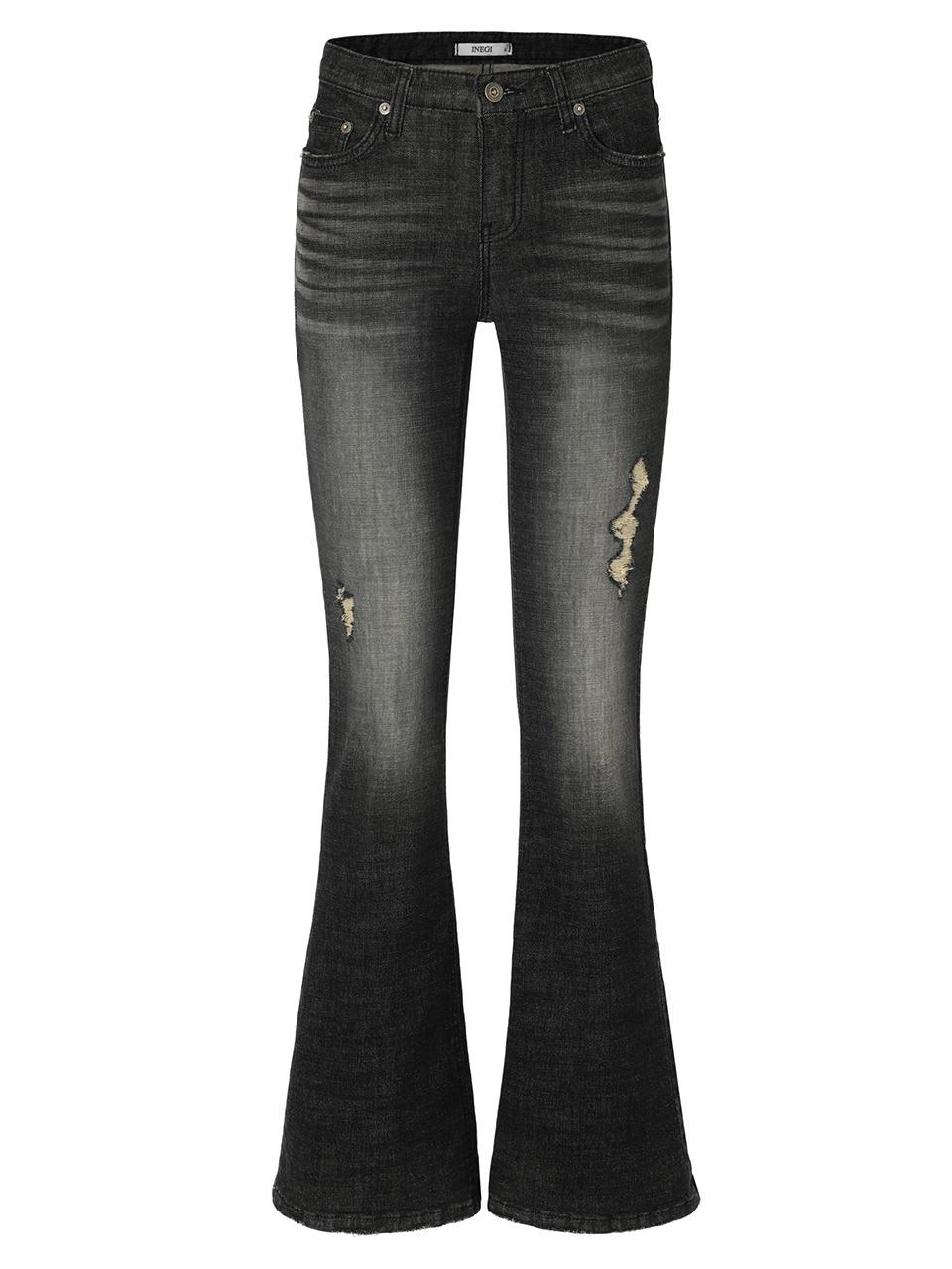 [INEGI] Smoke Low-Rise Bootscut Denim Pants (black)