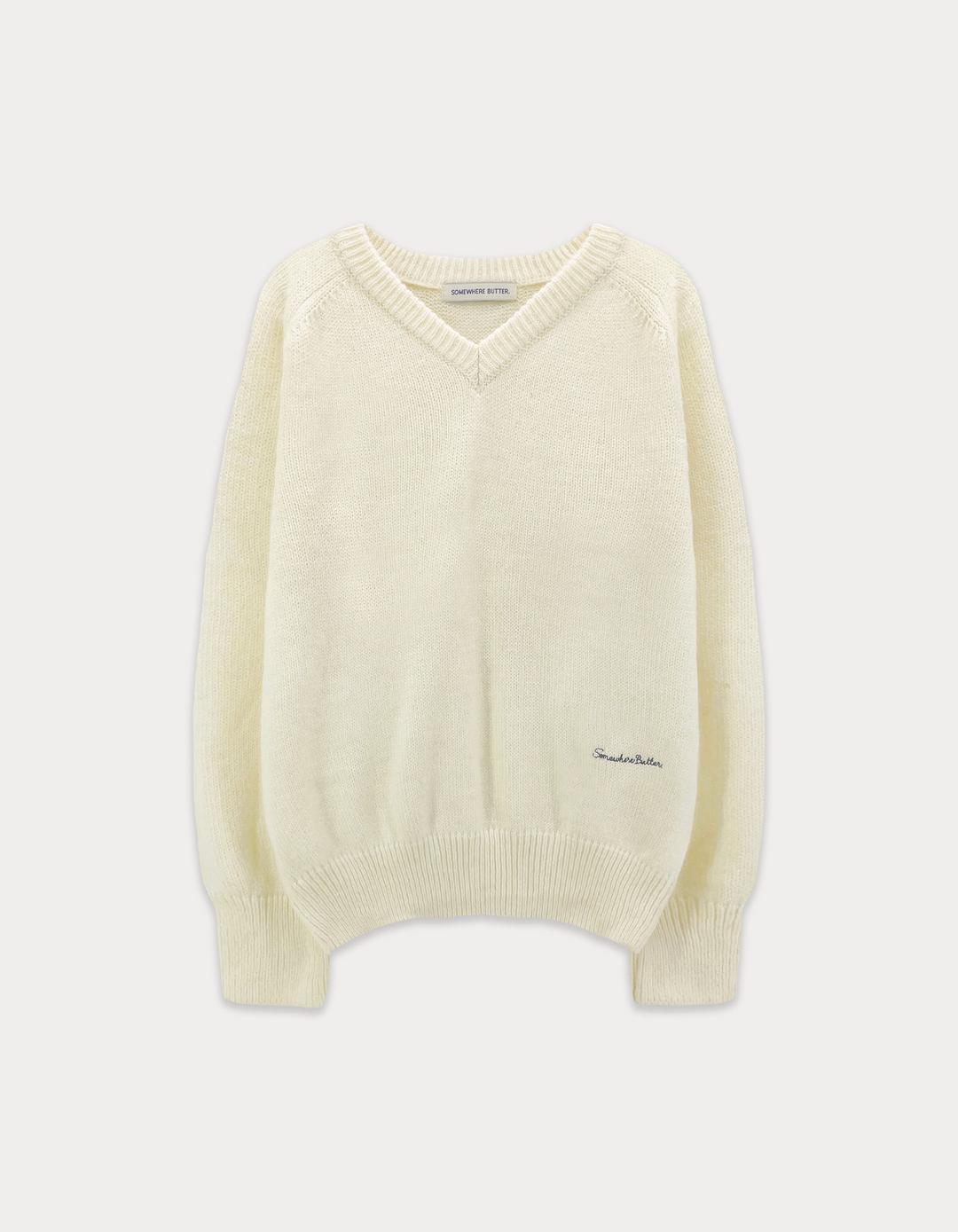 [Release 15%] Hazel Alpaca V-Neck Knit - Ivory