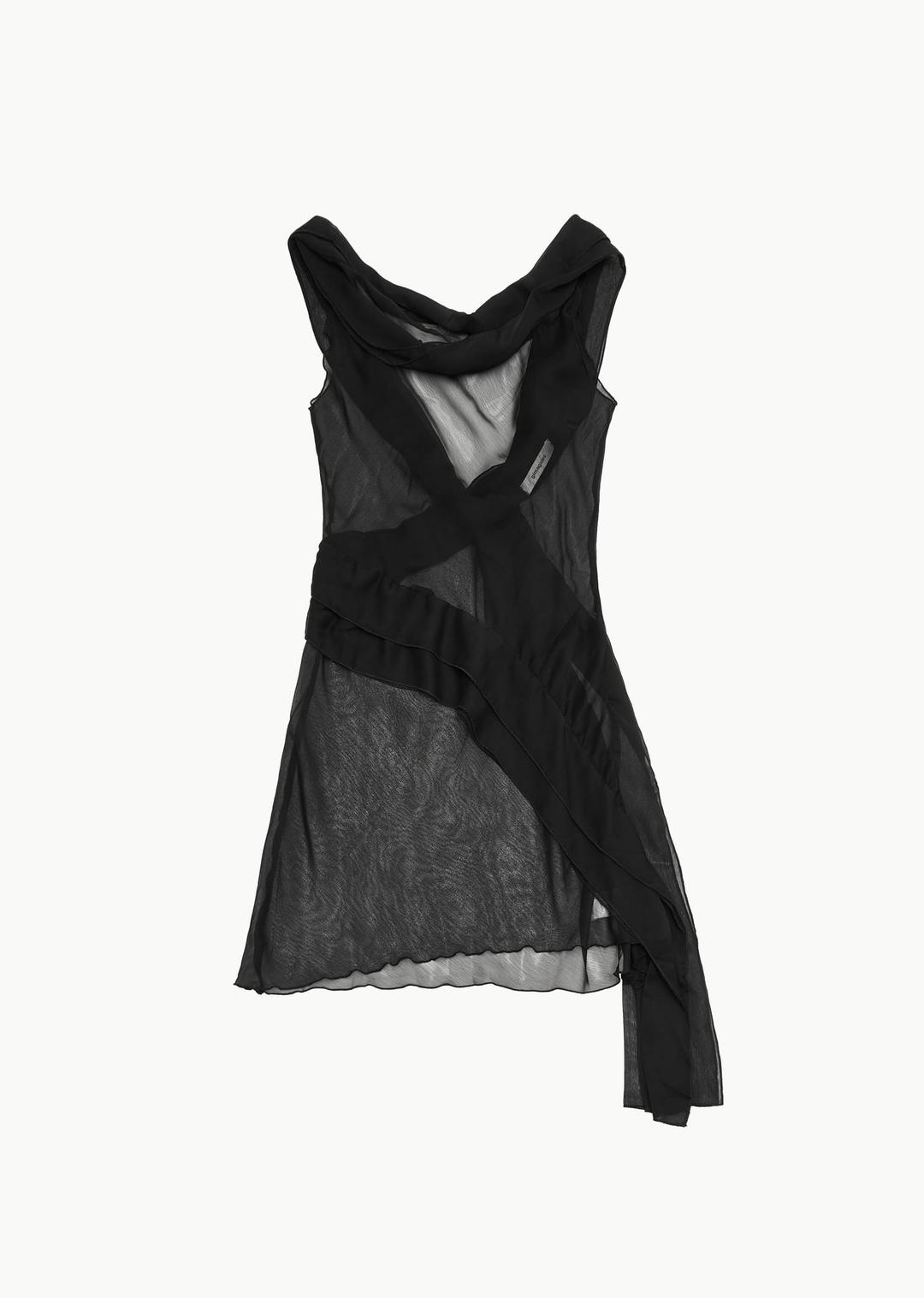 boa mini dress, black