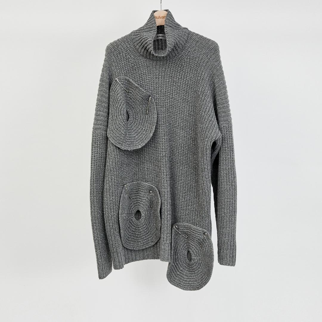 SULVAM OVER CIRCLE KNIT GRAY