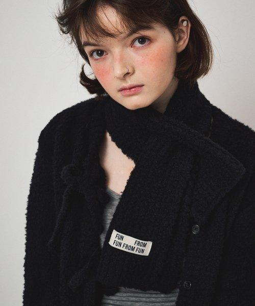 FLUFFY KNIT MUFFLER, BLACK