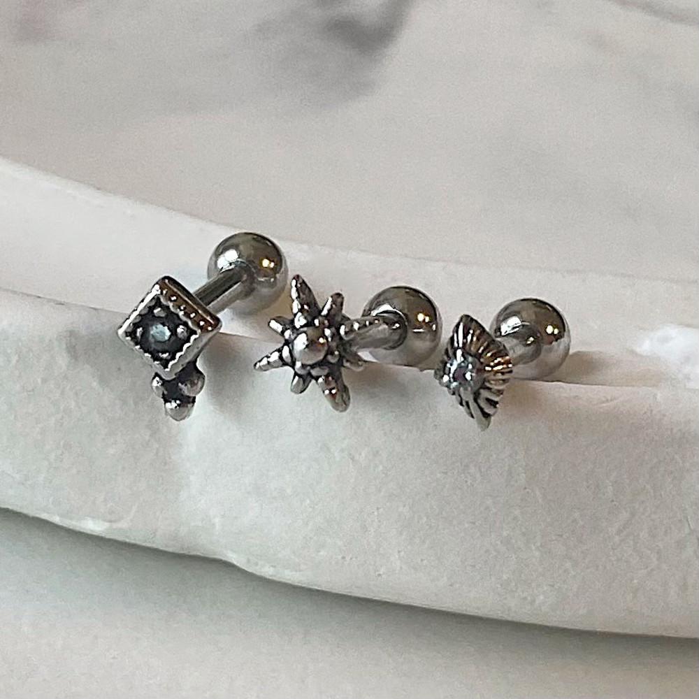 써지컬스틸 바 미니 앤틱 스파클링 피어싱 (3type)