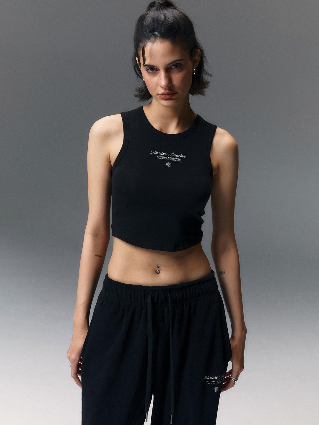 크래식 로고 크롭 탱크 - 블랙