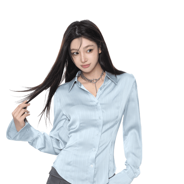 Satin Stripe Sky Blue Shirts