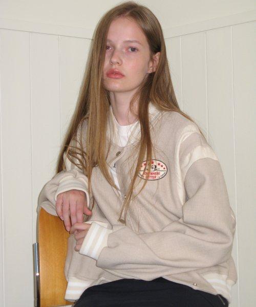 childhood varsity jacket - cream beige