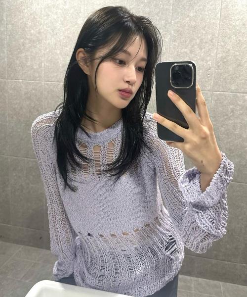 Damage Knit Top [LAVENDER]