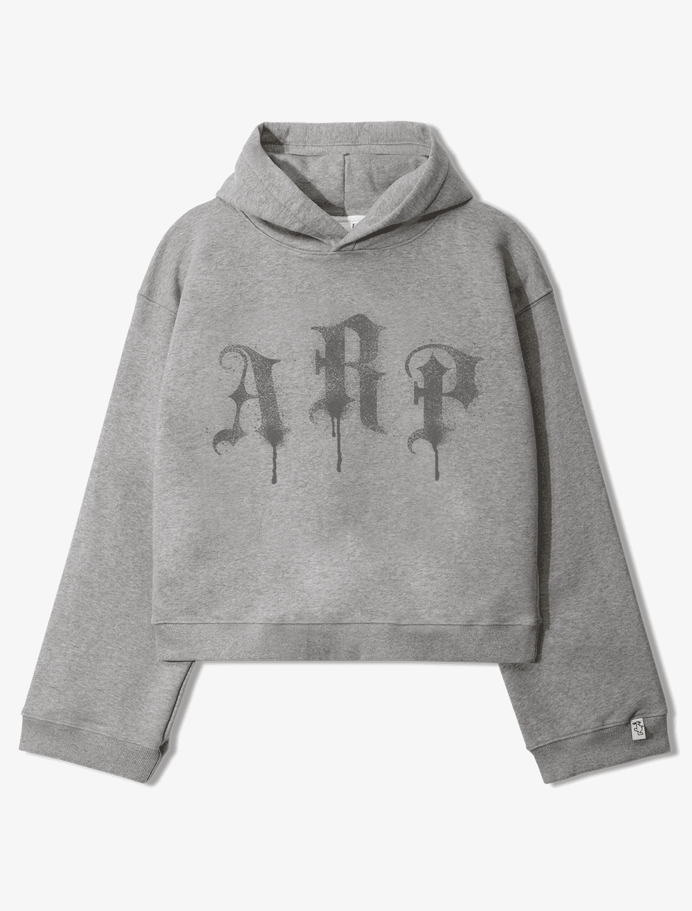 SPRAY LOGO HALF CROP HOODIE _ MELANGE