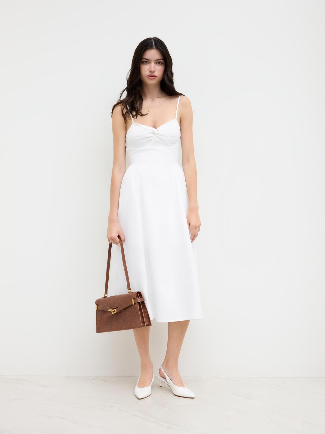 Twist Ruffle Backless Midi Dress