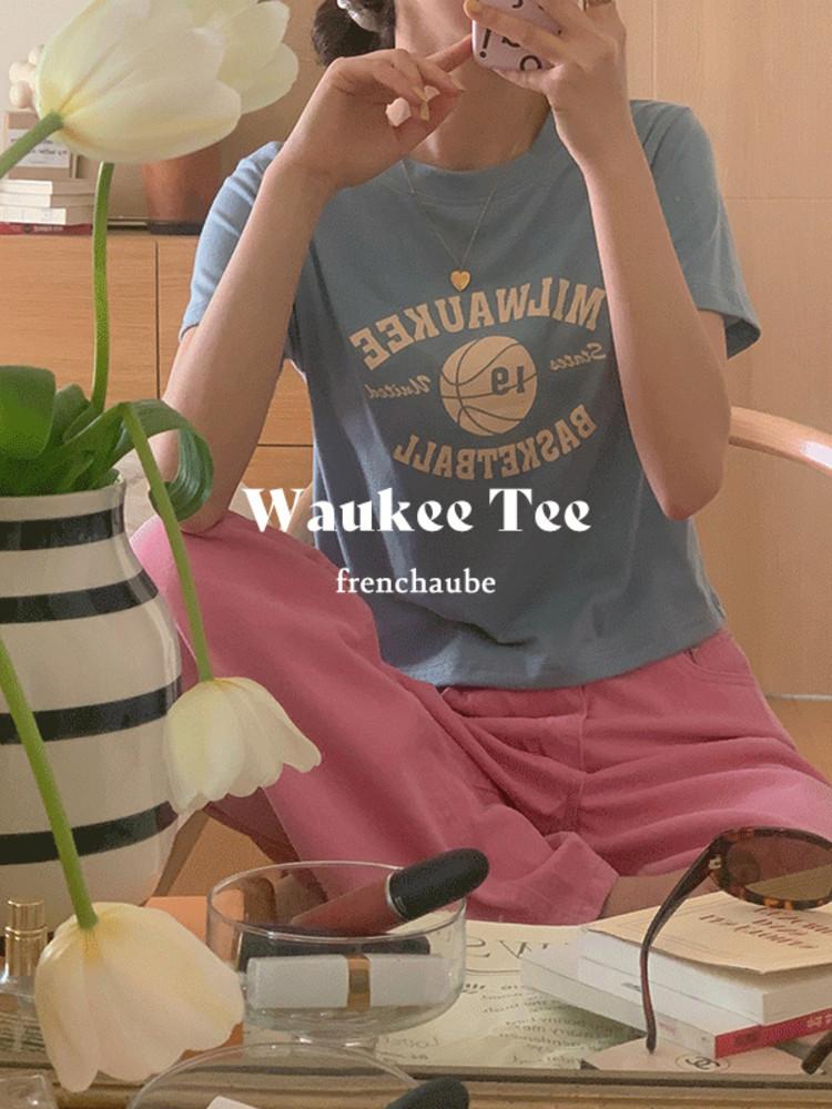 워키 여름 레터링 루즈핏 크롭 반팔 티셔츠(3color)