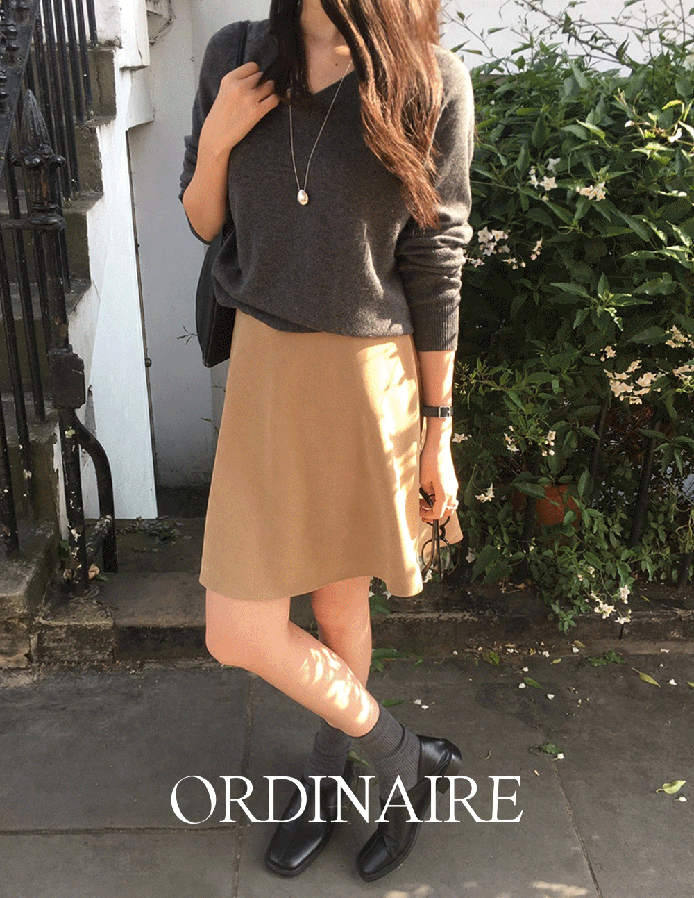 가내스라 [ordinaire] 모드니 미디스커트 (2color/XS-L/단독주문시오늘출발)